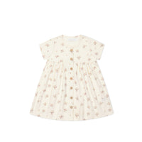 Organic Cotton Lola Dress - Goldie Bouquet Egret Childrens Dress from Jamie Kay Australia