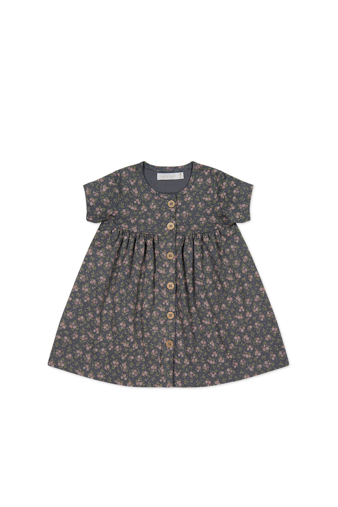 Organic Cotton Lola Dress - Rosalie Floral Lava Childrens Dress from Jamie Kay Australia