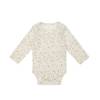 Organic Cotton Long Sleeve Bodysuit - Dainty Egret Blues Childrens Bodysuit from Jamie Kay Australia