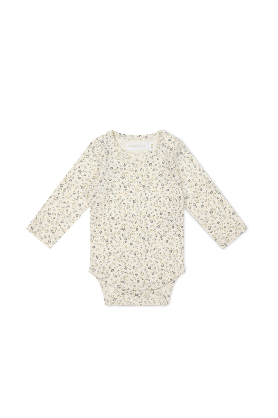 Organic Cotton Long Sleeve Bodysuit - Dainty Egret Blues Childrens Bodysuit from Jamie Kay Australia