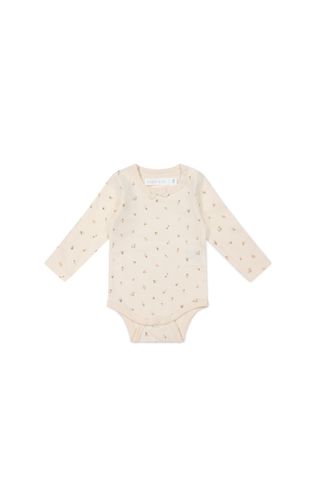 Organic Cotton Long Sleeve Bodysuit - Ditsy Berry Rose Childrens Bodysuit from Jamie Kay Australia