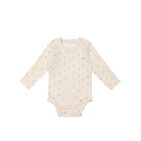 Organic Cotton Long Sleeve Bodysuit - Ditsy Berry Rose Childrens Bodysuit from Jamie Kay Australia