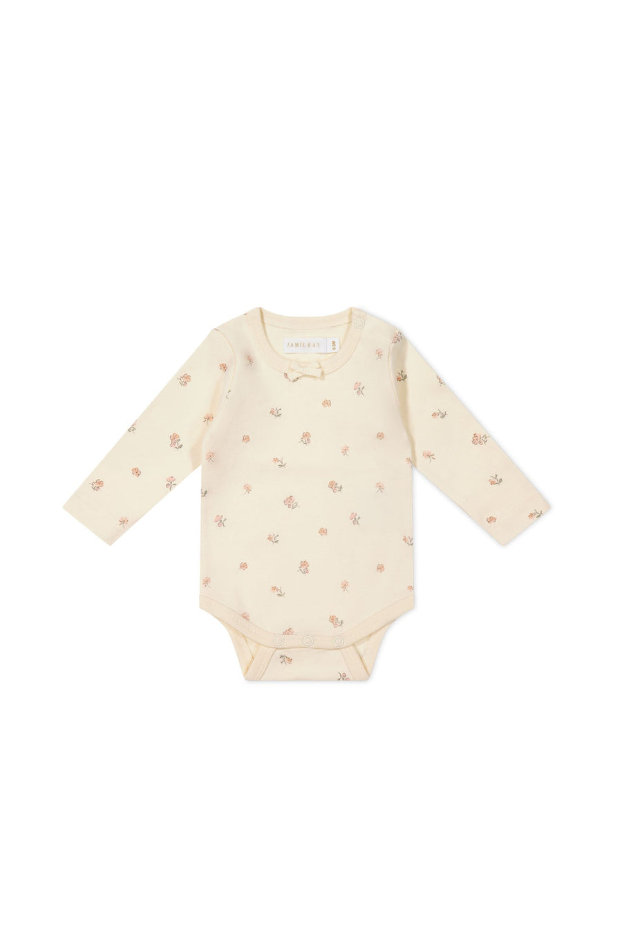 Organic Cotton Long Sleeve Bodysuit - Meredith Egret Childrens Bodysuit from Jamie Kay Australia