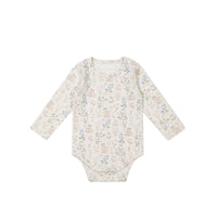 Organic Cotton Long Sleeve Bodysuit - Moons Garden Lavender Childrens Bodysuit from Jamie Kay Australia