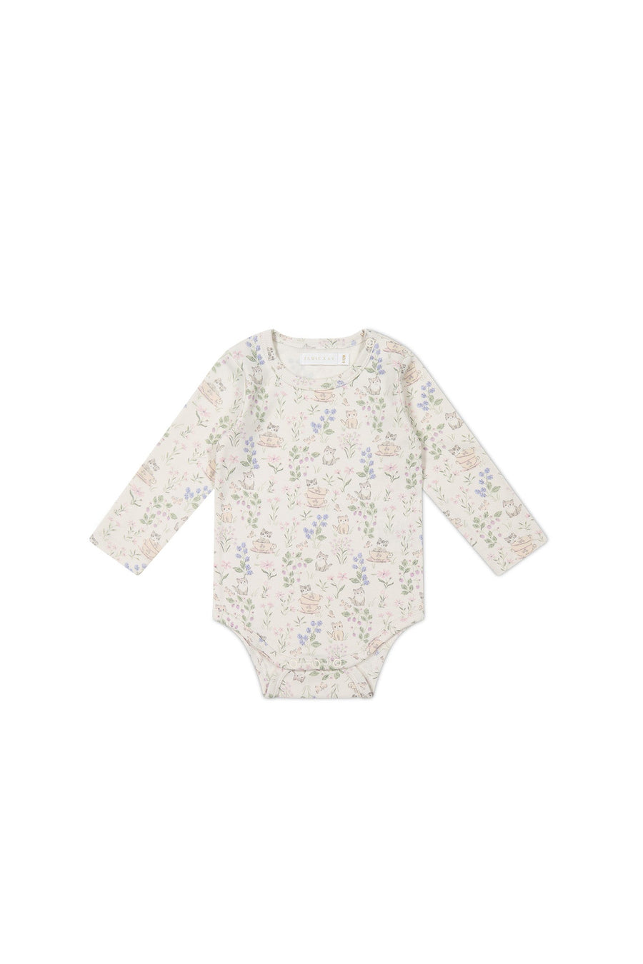 Organic Cotton Long Sleeve Bodysuit - Moons Garden Lavender Childrens Bodysuit from Jamie Kay Australia