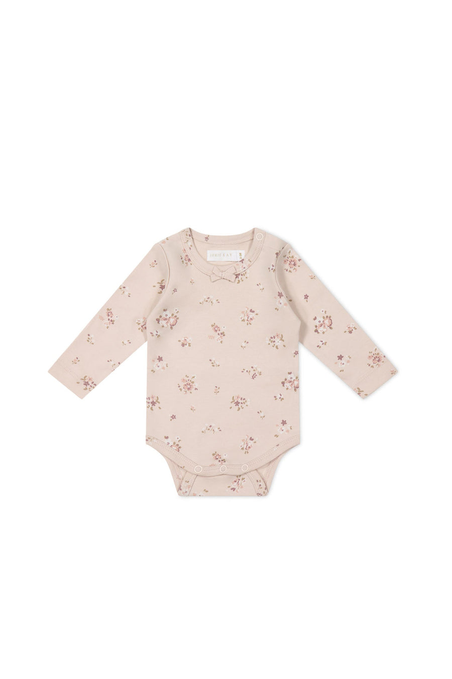 Organic Cotton Long Sleeve Bodysuit - Petite Fleur Soft Peony Childrens Bodysuit from Jamie Kay Australia