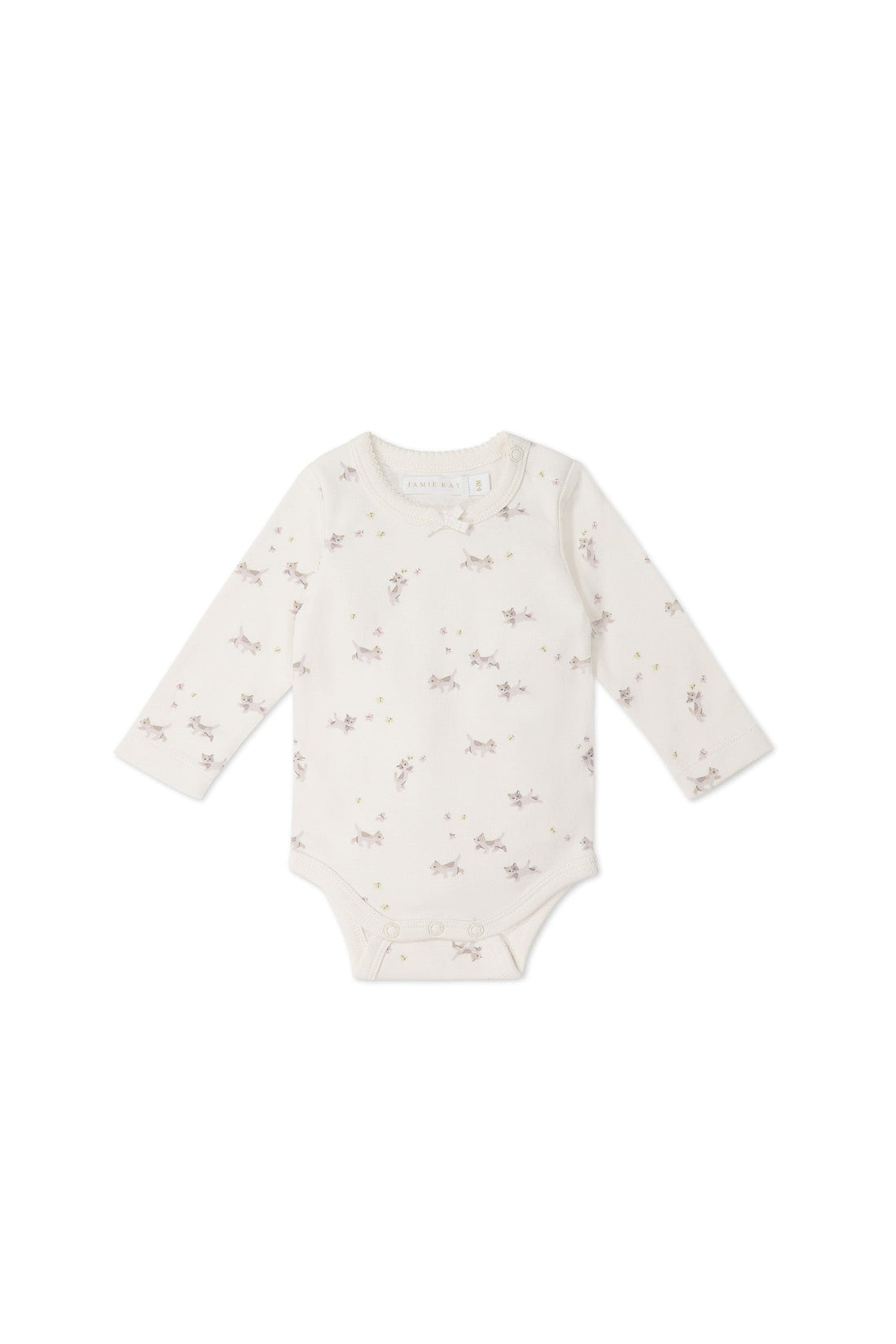 Organic Cotton Long Sleeve Bodysuit - Playful Kittens Childrens Bodysuit from Jamie Kay Australia