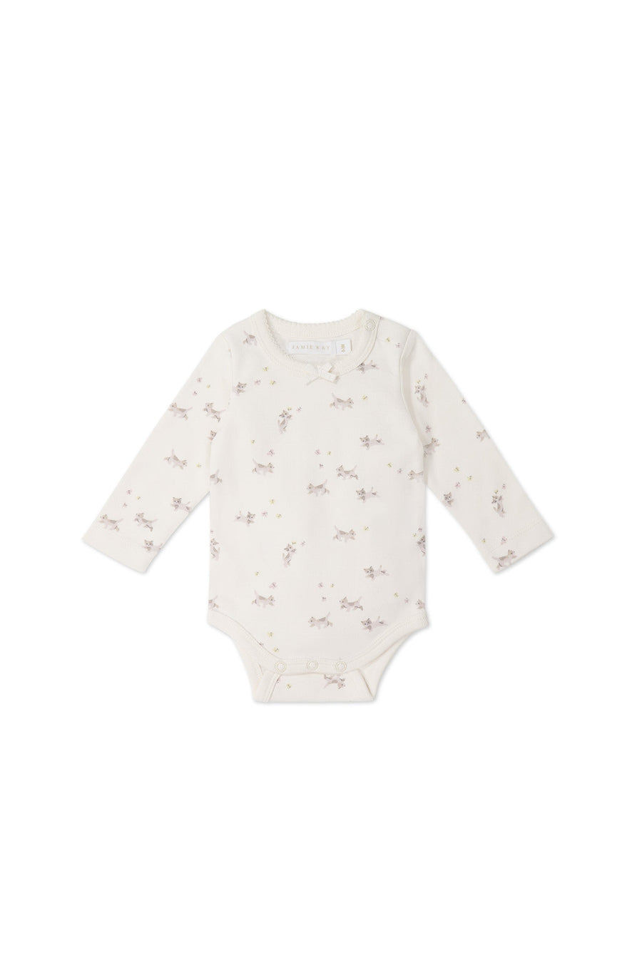 Organic Cotton Long Sleeve Bodysuit - Playful Kittens Childrens Bodysuit from Jamie Kay Australia