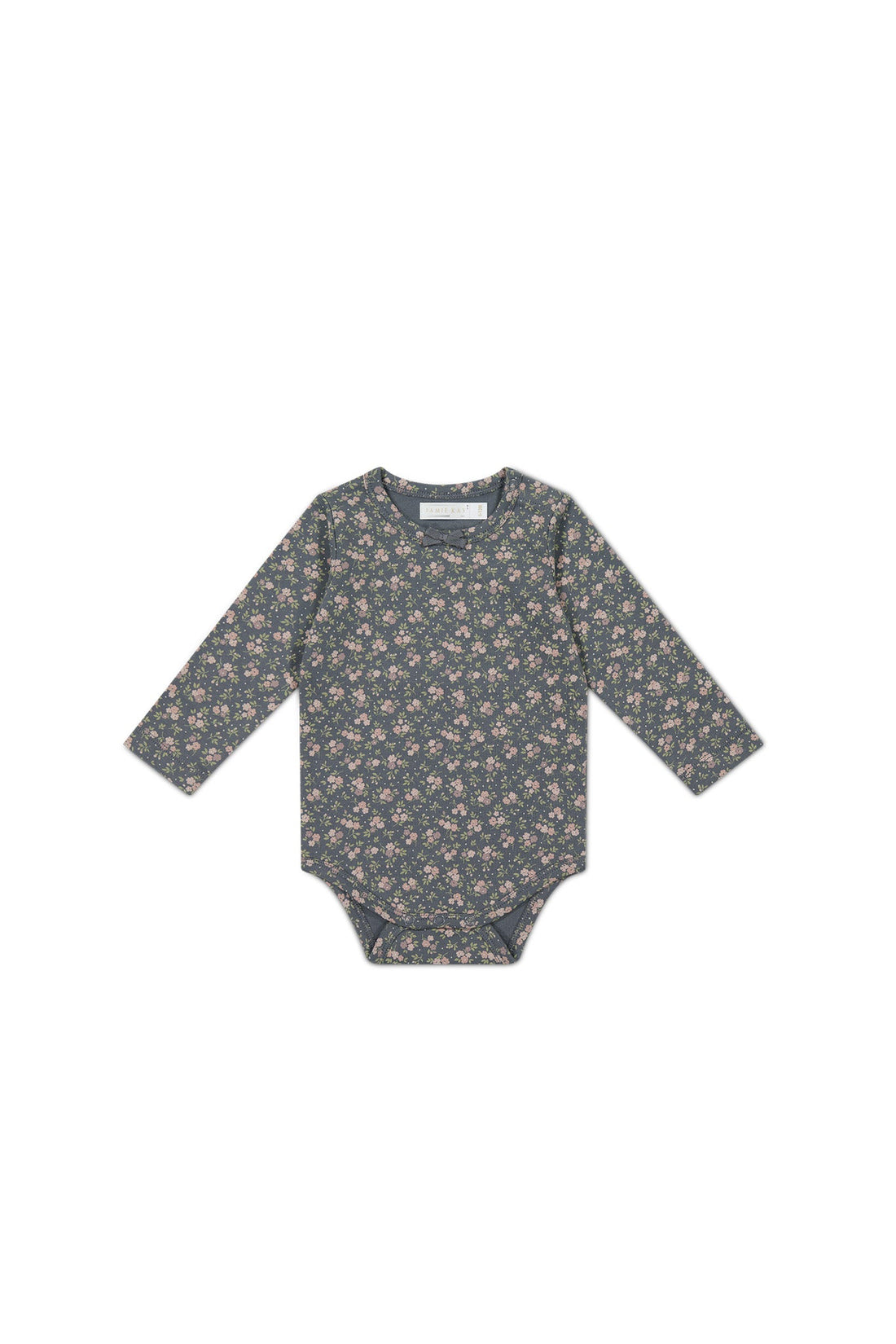 Organic Cotton Long Sleeve Bodysuit - Rosalie Floral Lava Childrens Bodysuit from Jamie Kay Australia