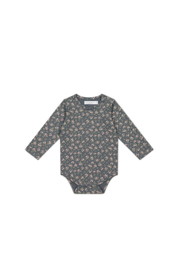 Organic Cotton Long Sleeve Bodysuit - Rosalie Floral Lava Childrens Bodysuit from Jamie Kay Australia