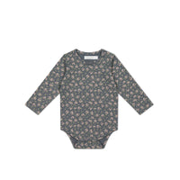 Organic Cotton Long Sleeve Bodysuit - Rosalie Floral Lava Childrens Bodysuit from Jamie Kay Australia