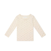 Organic Cotton Long Sleeve Top - Ditsy Berry Rose Childrens Top from Jamie Kay Australia