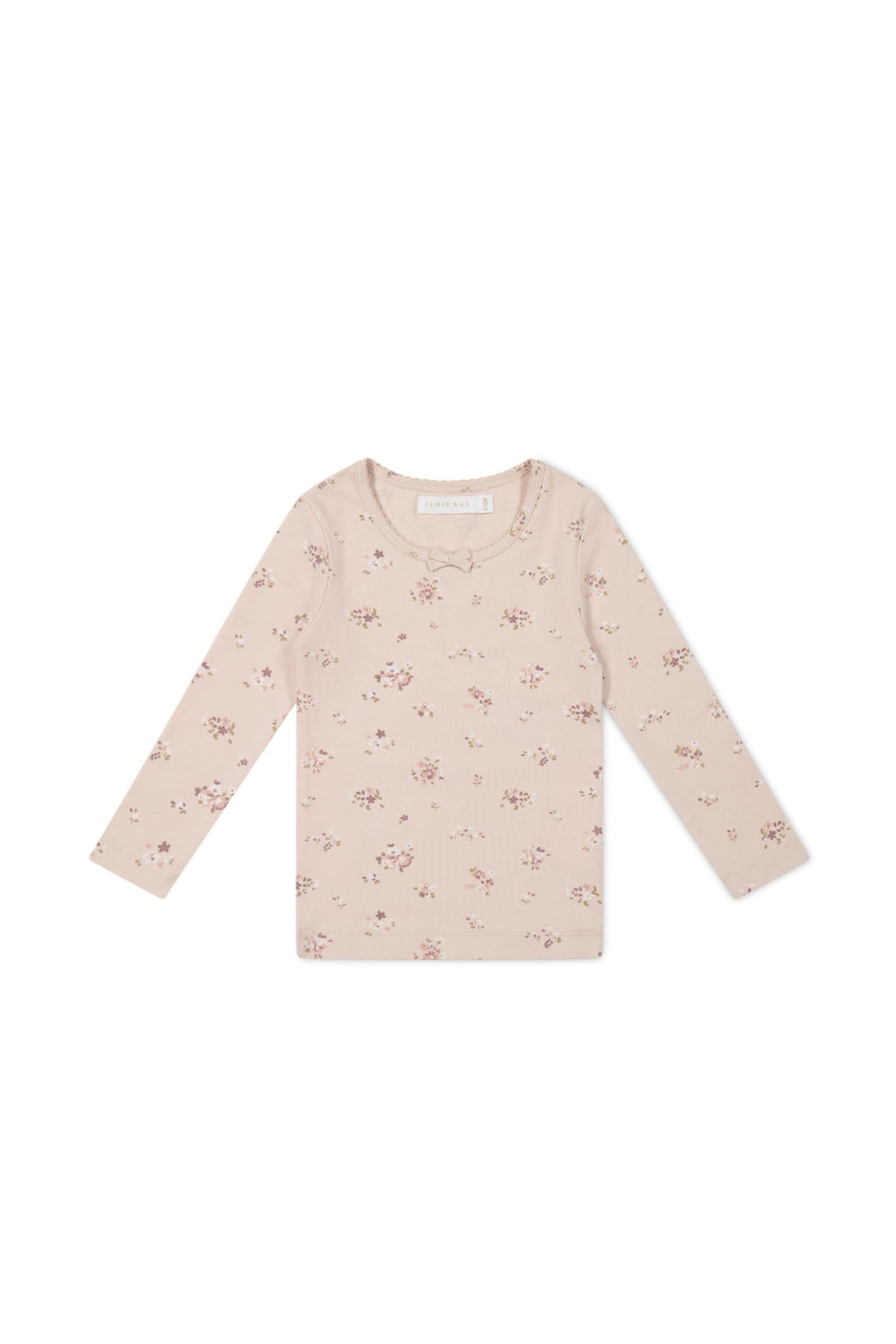 Organic Cotton Long Sleeve Top - Petite Fleur Soft Peony Childrens Top from Jamie Kay Australia