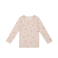 Organic Cotton Long Sleeve Top - Petite Fleur Soft Peony Childrens Top from Jamie Kay Australia