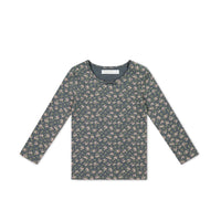 Organic Cotton Long Sleeve Top - Rosalie Floral Lava Childrens Top from Jamie Kay Australia