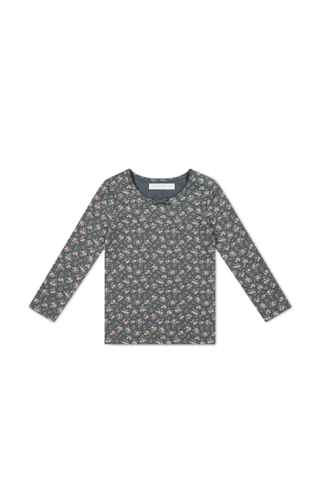 Organic Cotton Long Sleeve Top - Rosalie Floral Lava Childrens Top from Jamie Kay Australia