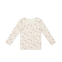 Organic Cotton Long Sleeve Top - Sweet William Floral Natural Childrens Top from Jamie Kay Australia