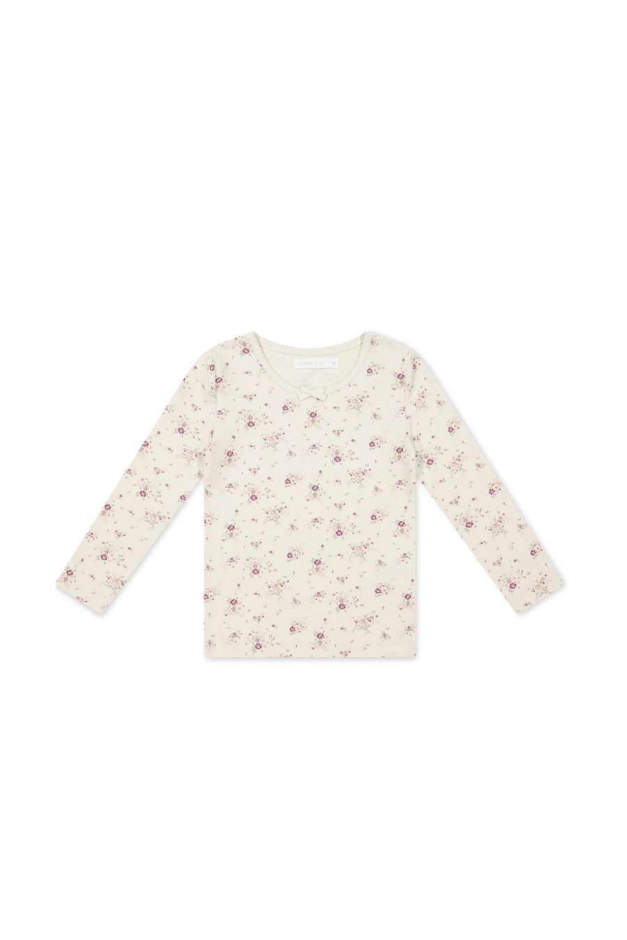 Organic Cotton Long Sleeve Top - Sweet William Floral Natural Childrens Top from Jamie Kay Australia