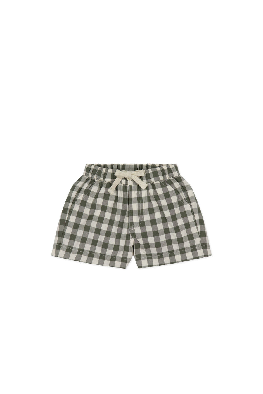 Organic Cotton Louis Short - Gingham Grape Leaf Childrens Short from Jamie Kay Australia