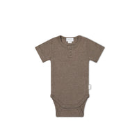 Organic Cotton Modal Darcy Rib Tee Bodysuit - Brownie Marle Childrens Bodysuit from Jamie Kay Australia