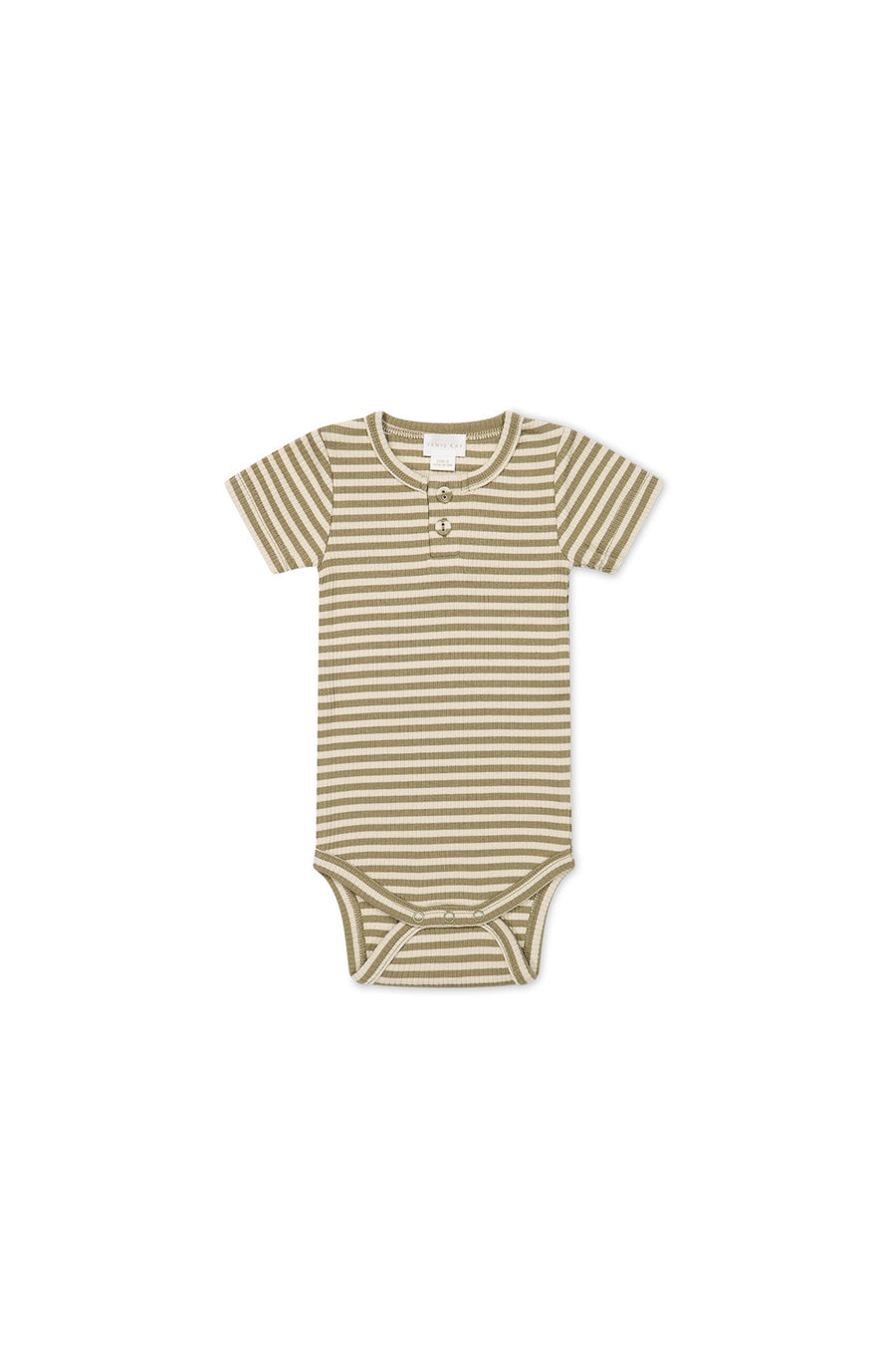 Organic Cotton Modal Darcy Rib Tee Bodysuit - Narrow Stripe Oak/Soft Clay Childrens Bodysuit from Jamie Kay Australia