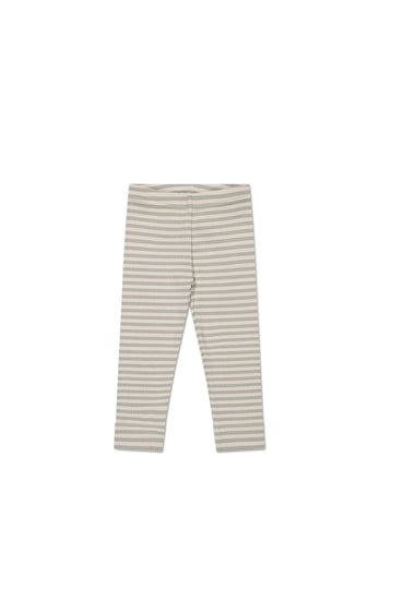 Organic Cotton Modal Everyday Legging - Narrow Stripe Willow/Soft Clay Childrens Legging from Jamie Kay Australia