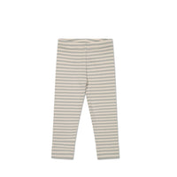 Organic Cotton Modal Everyday Legging - Narrow Stripe Willow/Soft Clay Childrens Legging from Jamie Kay Australia