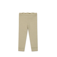 Organic Cotton Modal Everyday Legging - Narrow Stripe Oak/Soft Clay Childrens Legging from Jamie Kay Australia