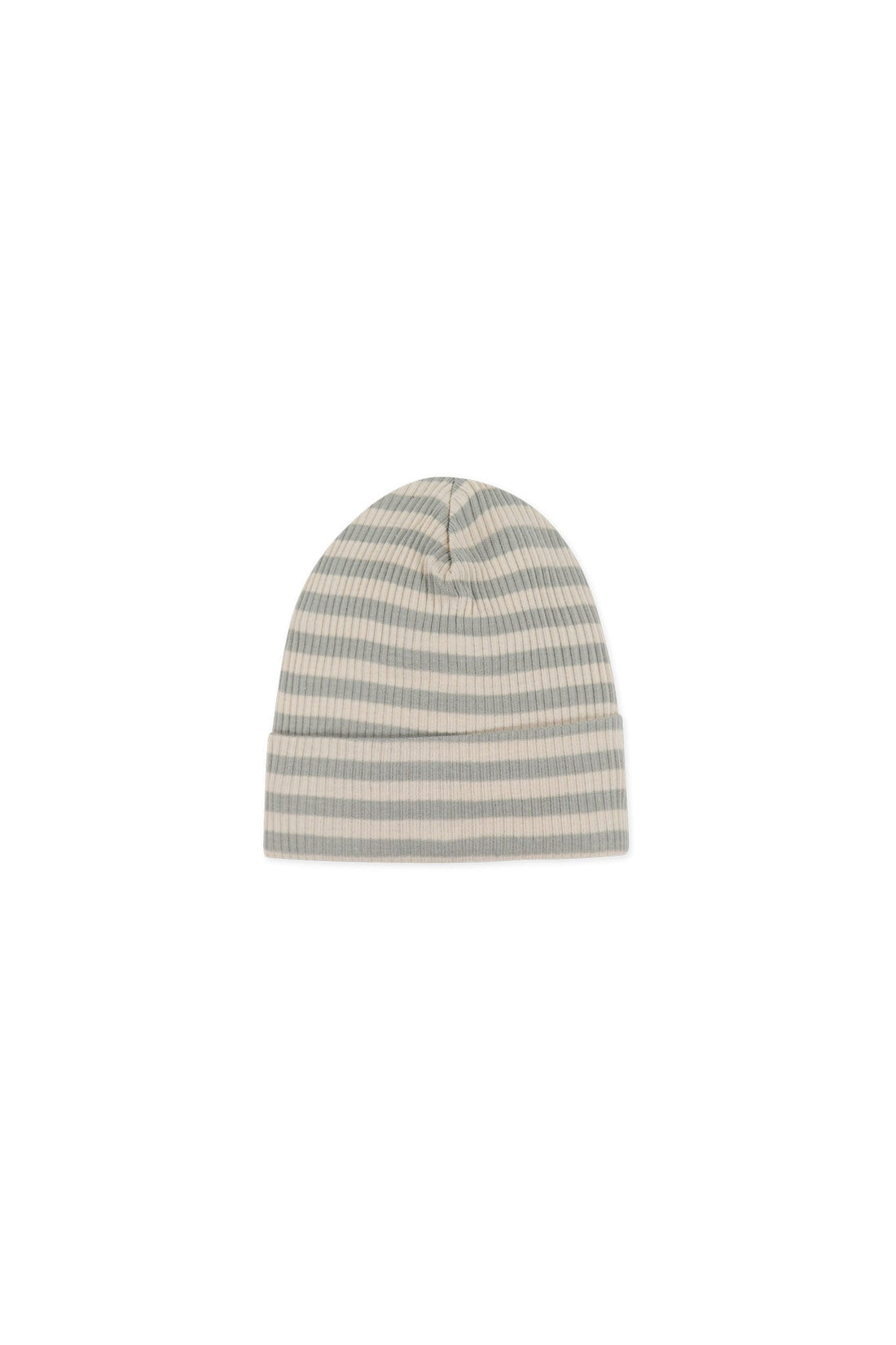 Organic Cotton Modal Lennon Beanie - Narrow Stripe Willow/Soft Clay Childrens Hat from Jamie Kay Australia