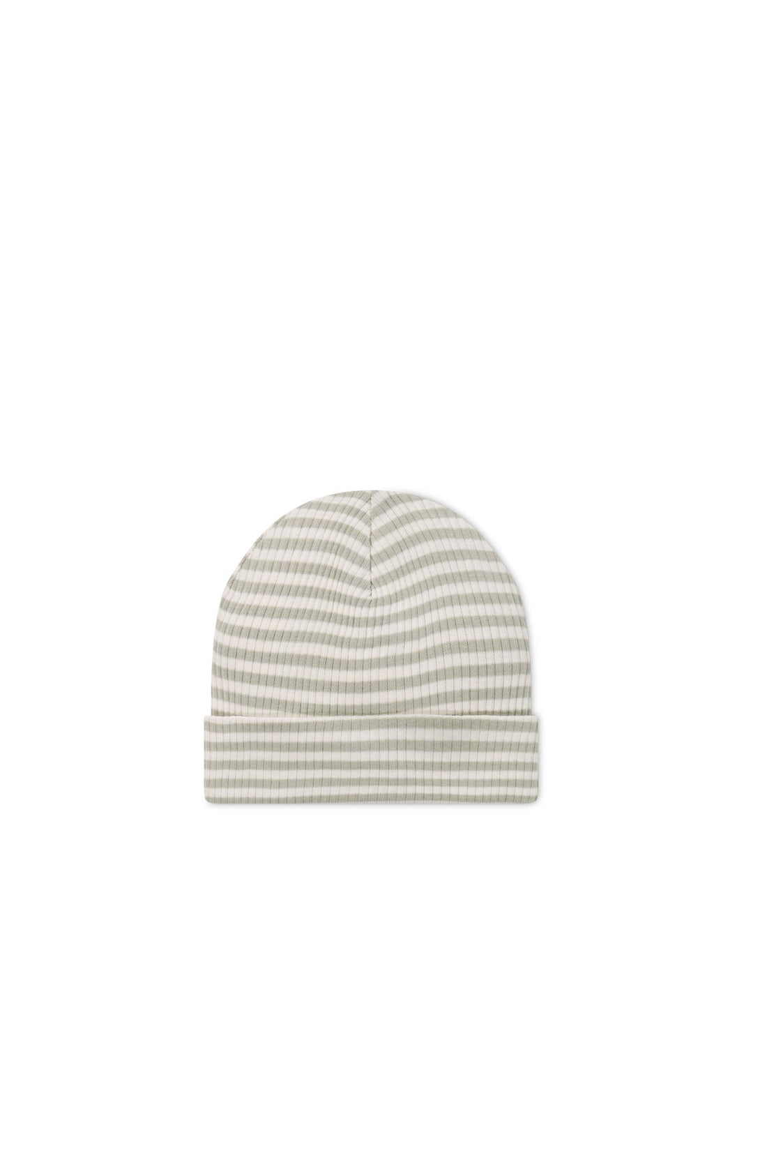 Organic Cotton Modal Lennon Beanie - Narrow Stripe Moss/Cloud Childrens Beanie from Jamie Kay Australia