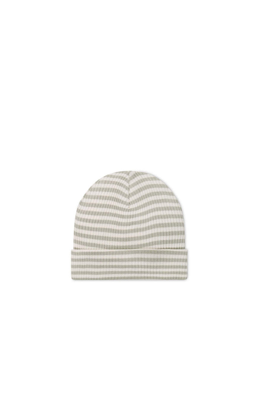 Organic Cotton Modal Lennon Beanie - Narrow Stripe Moss/Cloud Childrens Beanie from Jamie Kay Australia