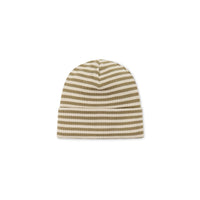 Organic Cotton Modal Lennon Beanie - Narrow Stripe Oak/Soft Clay Childrens Hat from Jamie Kay Australia