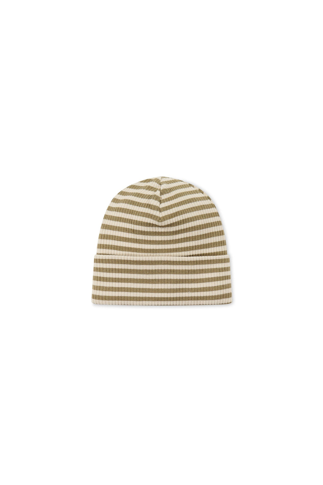 Organic Cotton Modal Lennon Beanie - Narrow Stripe Oak/Soft Clay Childrens Hat from Jamie Kay Australia