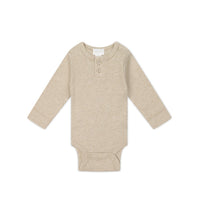 Organic Cotton Modal Long Sleeve Bodysuit - Biscuit Marle Childrens Bodysuit from Jamie Kay Australia