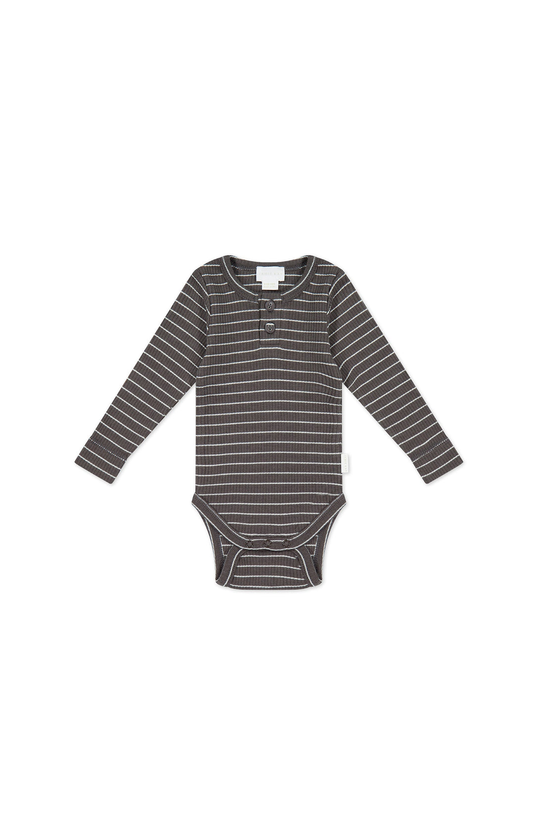 Organic Cotton Modal Long Sleeve Bodysuit - Daily Stripe Wolf/Cloud Childrens Bodysuit from Jamie Kay Australia