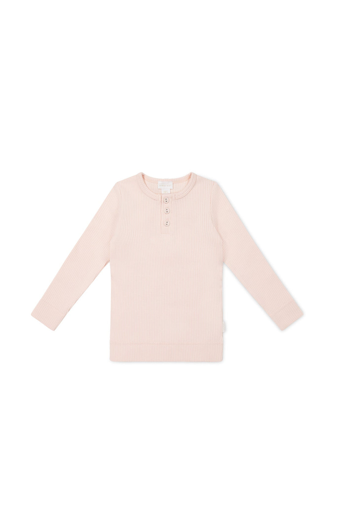 Organic Cotton Modal Long Sleeve Henley - Dainty Pink Childrens Top from Jamie Kay Australia