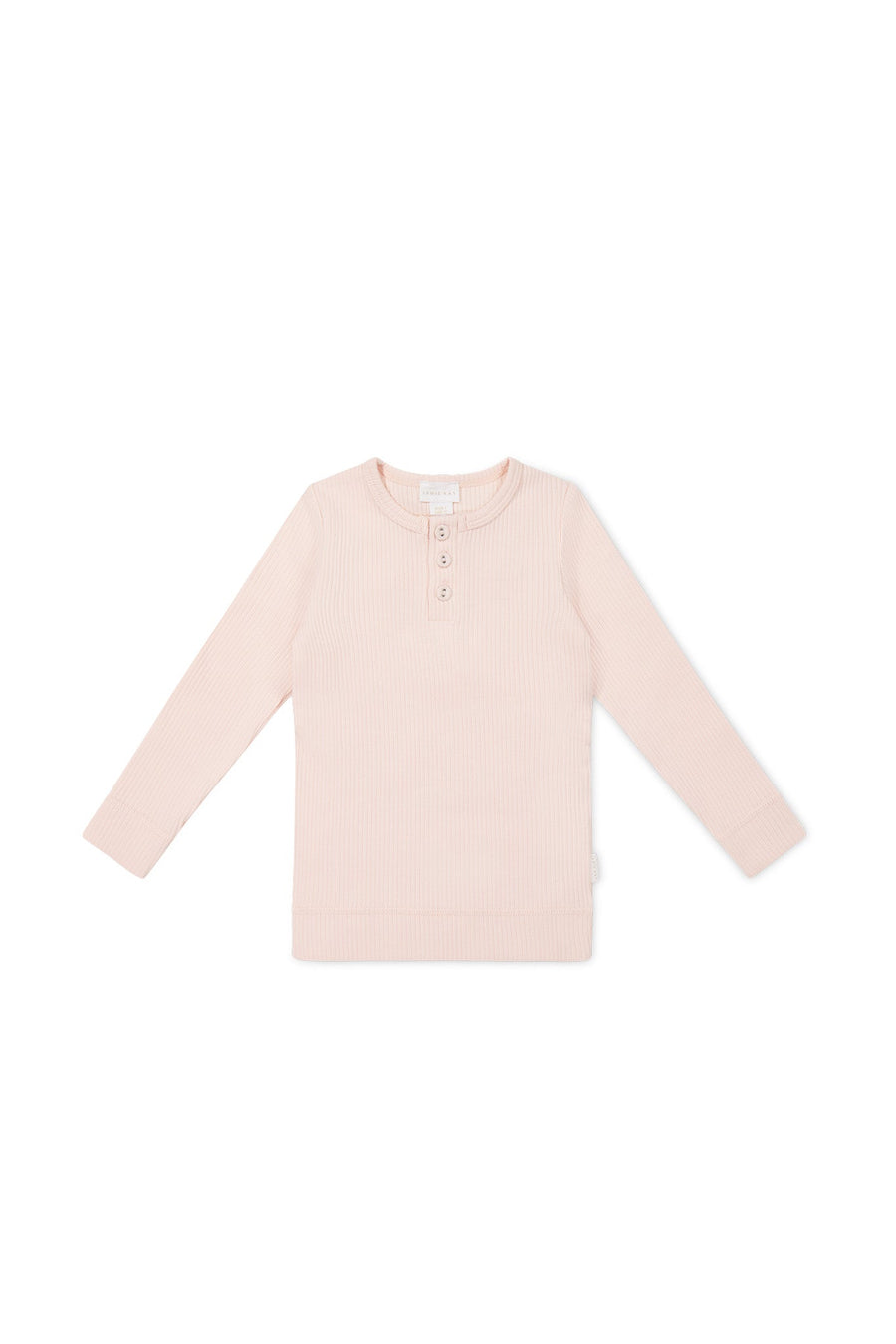 Organic Cotton Modal Long Sleeve Henley - Dainty Pink Childrens Top from Jamie Kay Australia