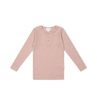 Organic Cotton Modal Long Sleeve Henley - Peony Marle Childrens Top from Jamie Kay Australia