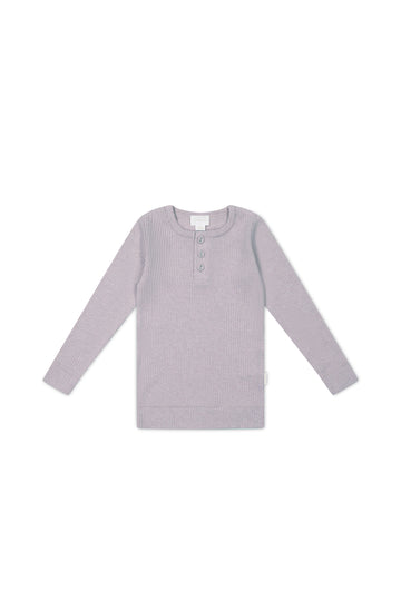 Organic Cotton Modal Long Sleeve Henley - Tulip Marle Childrens Top from Jamie Kay Australia