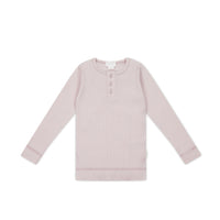 Organic Cotton Modal Long Sleeve Henley - Violet Tint Childrens Top from Jamie Kay Australia