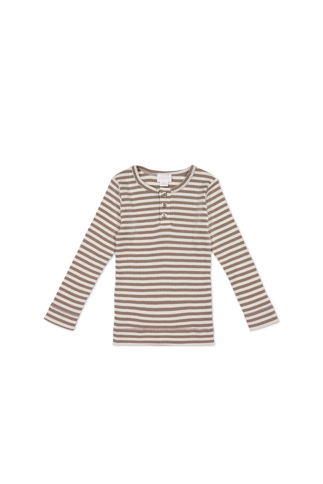 Organic Cotton Modal Long Sleeve Top - Narrow Stripe Tweed/Cloud Childrens Top from Jamie Kay Australia