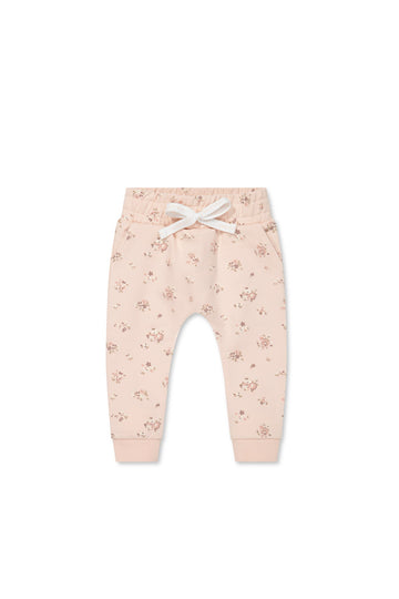 Organic Cotton Morgan Track Pant - Petite Fleur Soft Peony Childrens Pant from Jamie Kay Australia