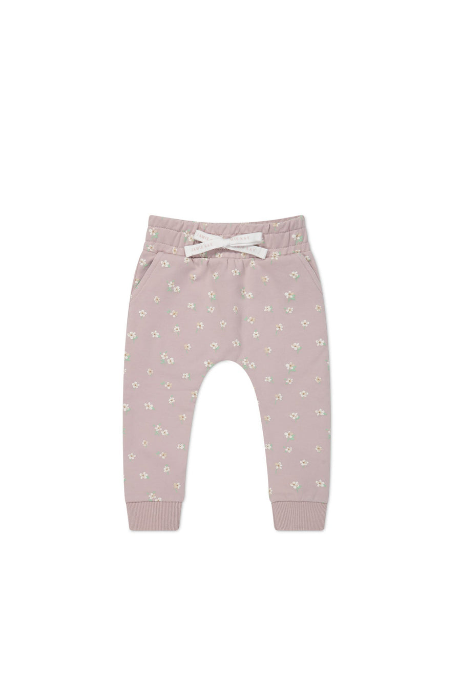 Organic Cotton Morgan Track Pant - Simple Flowers Lilac Childrens Pant from Jamie Kay Australia