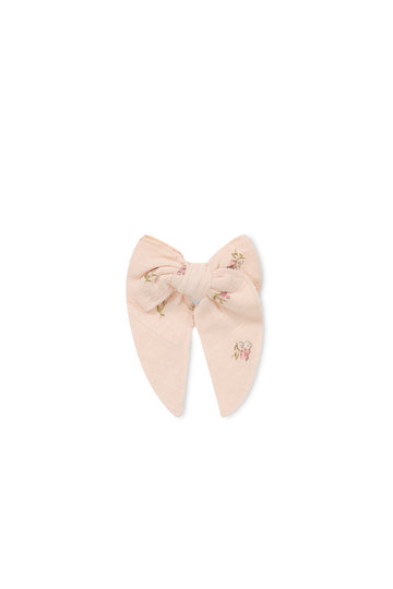 Organic Cotton Muslin Bow - Meredith Morganite Childrens Hair Bow from Jamie Kay Australia