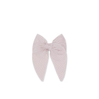 Organic Cotton Noelle Bow - Mini Woven Gingham Violet Childrens Bow from Jamie Kay Australia