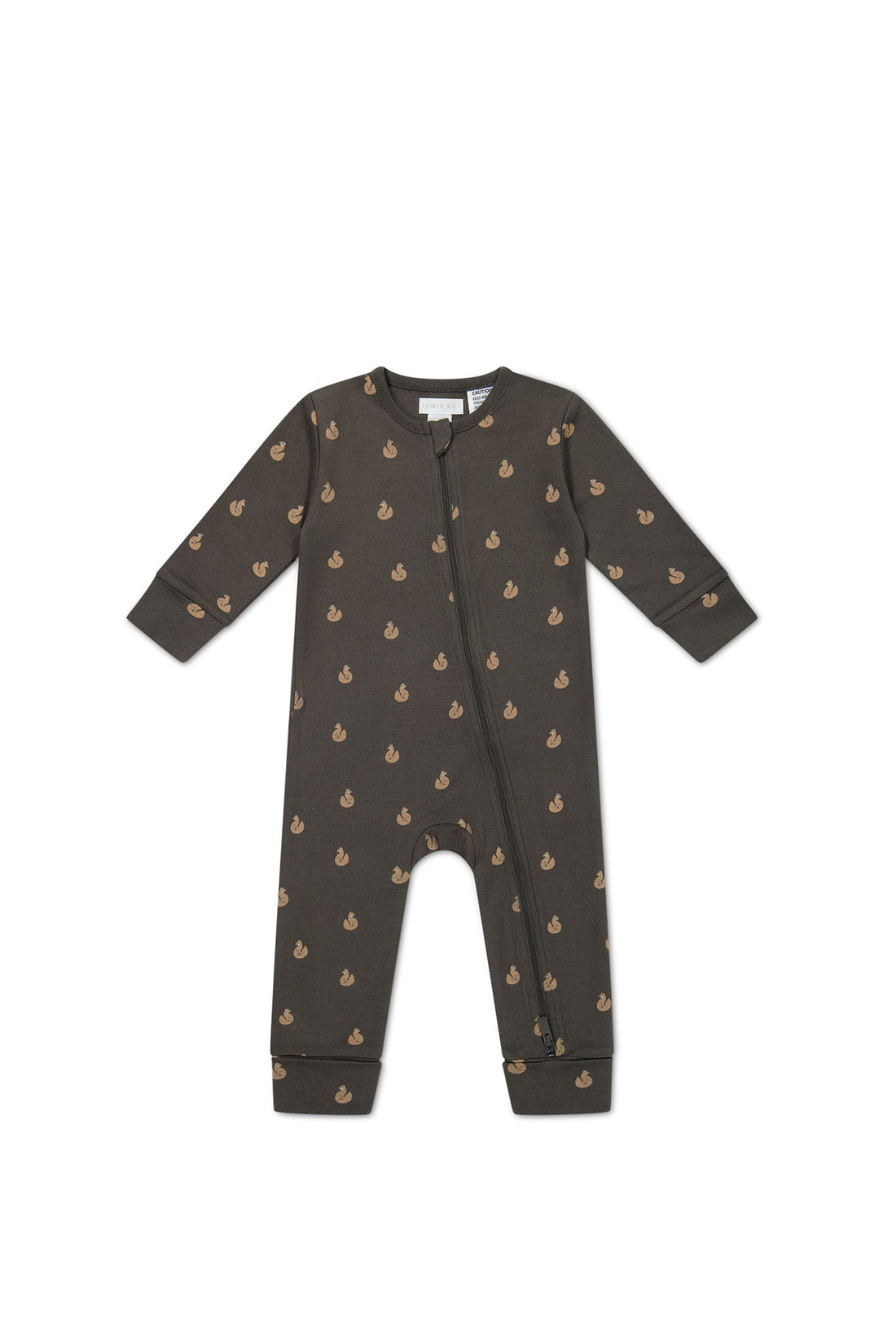 Organic Cotton Reese Zip Onepiece - Fox Cubs Wolf Childrens Onepiece from Jamie Kay Australia