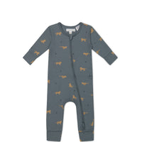 Organic Cotton Reese Zip Onepiece - Lenny Leopard Smoke Childrens Onepiece from Jamie Kay Australia