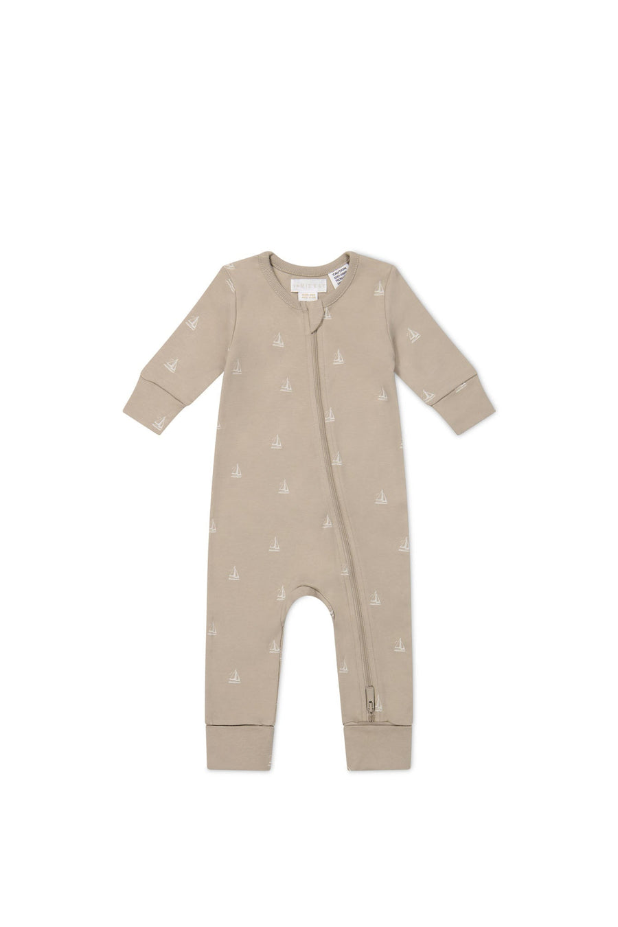 Organic Cotton Reese Zip Onepiece - Set Sail Vintage Taupe Childrens Onepiece from Jamie Kay Australia