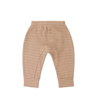 Organic Cotton Shaun Pant - Daily Stripe Pale Terracotta/Buff Childrens Pant from Jamie Kay Australia