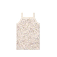 Organic Cotton Singlet - April Floral Mauve Childrens Singlet from Jamie Kay Australia